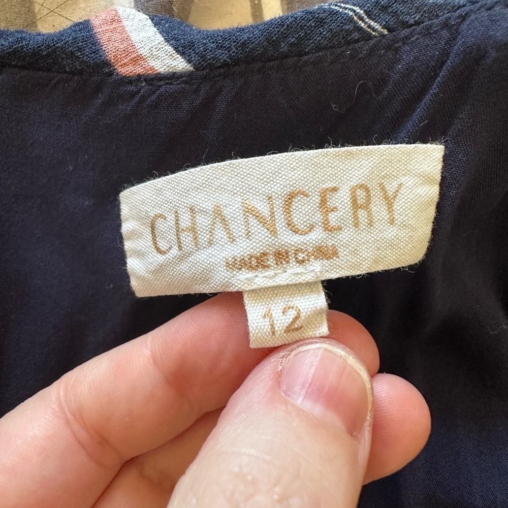 Chancery Striped Sundress with Asymmetrical Hem Cold Shoulder Sleeves - Size 12 - Picture 6 of 7